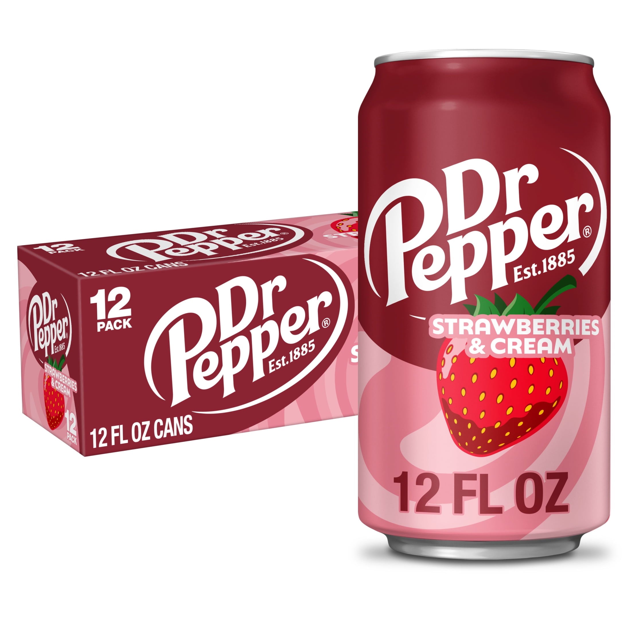 Dr Pepper Strawberries & Cream Soda, 12 fl oz Cans, 12-Pack