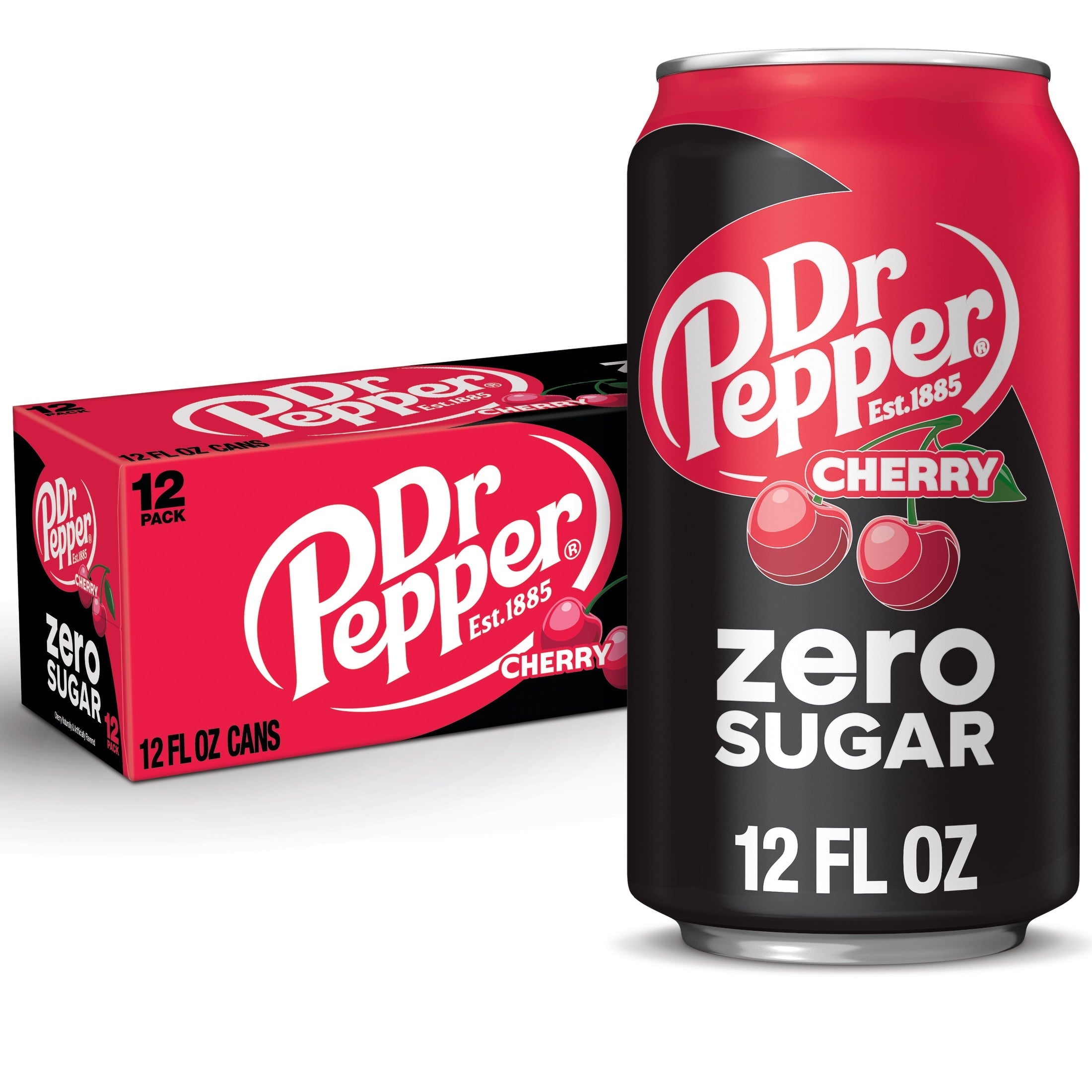 Dr Pepper Cherry Zero Sugar Soda, 12 fl oz Cans, 12-Pack